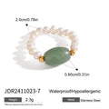 Damen elastisches Armband mit Perlen und grünem Jade-Element Shop Nory