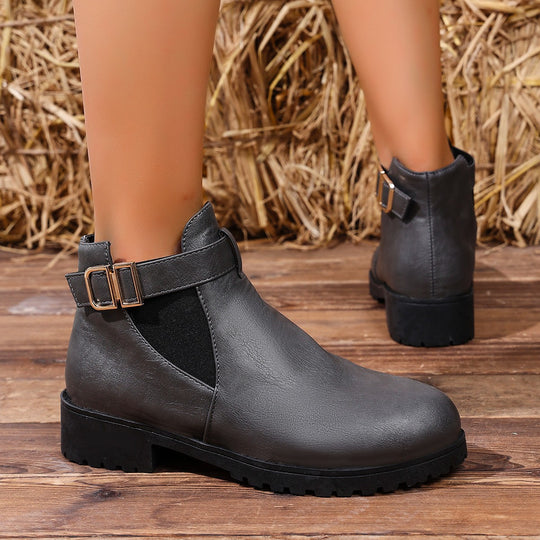 Damen Chelsea-Ankleboot mit elastischem Einsatz und Zier-Schnallenriemen Shop Nory