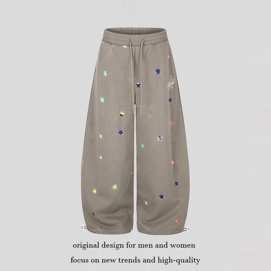 Damen Extraweite Palazzo‑Sweathose im Balloon‑Cut mit elastischem Komfortbund, Kordelzug und Sternen‑Applikation Shop Nory