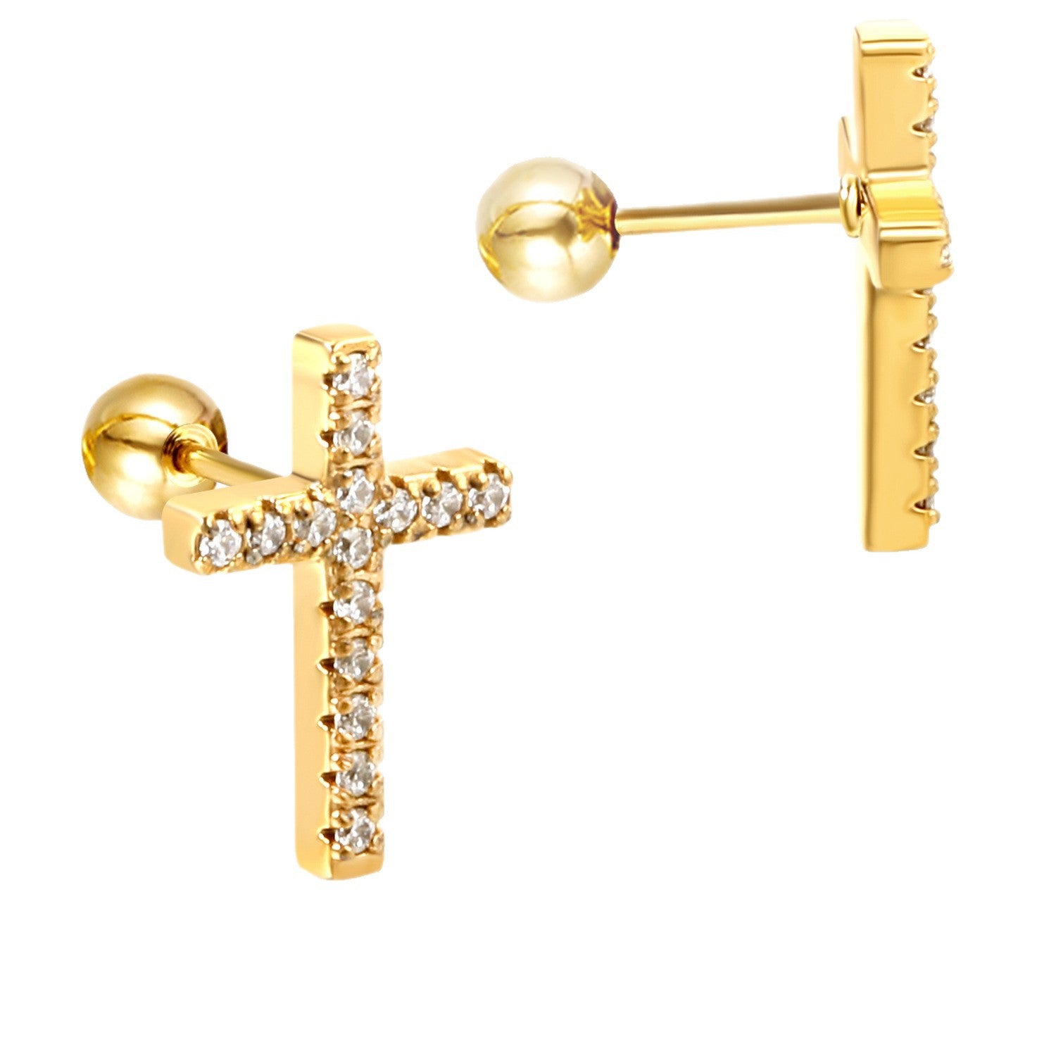 Damen Ohrringe mit Kreuzdesign und funkelnden Zirkonia Shop Nory
