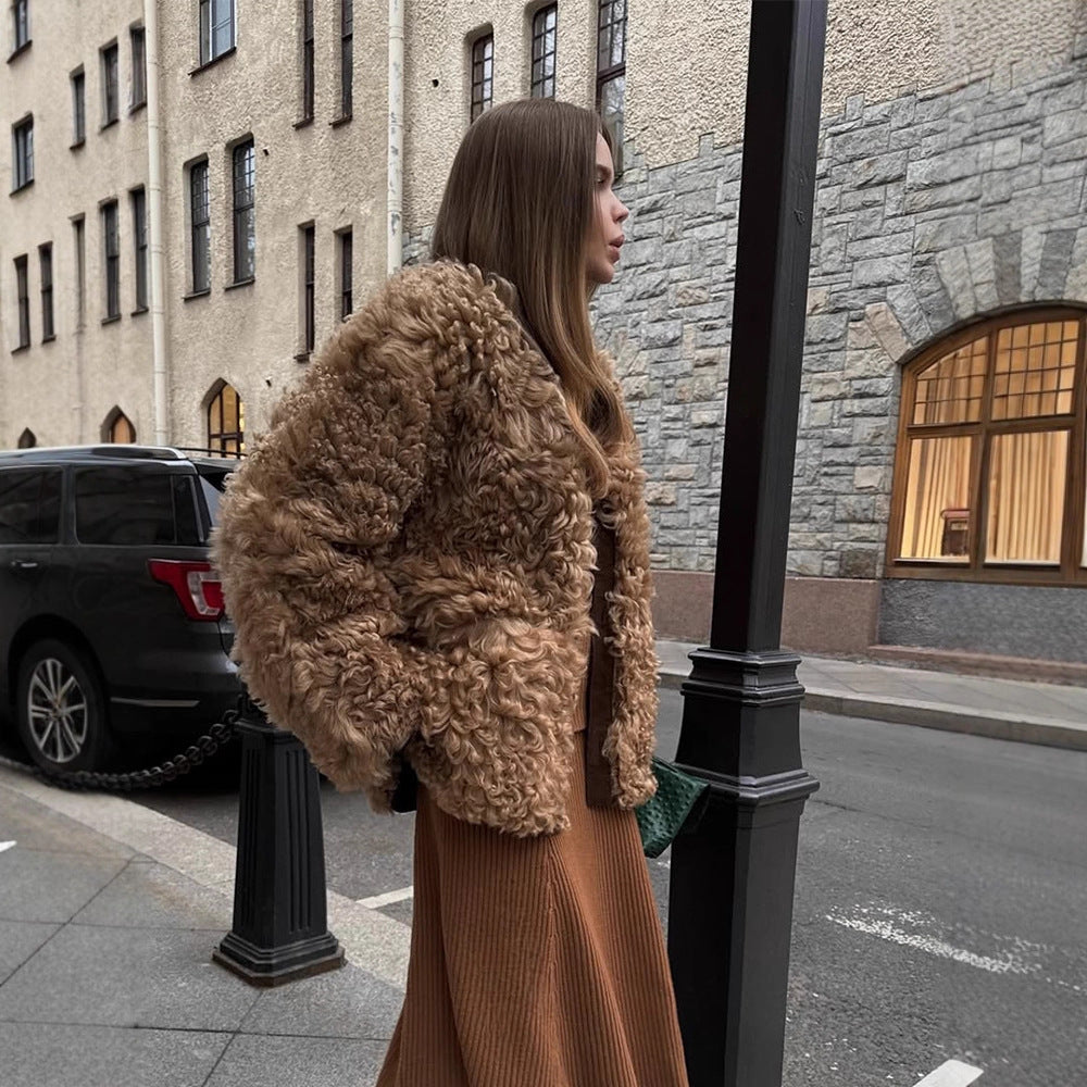 Damen Kurzjacke aus lockigem Teddy-Kunstfell mit Oversize-Schnitt Shop Nory