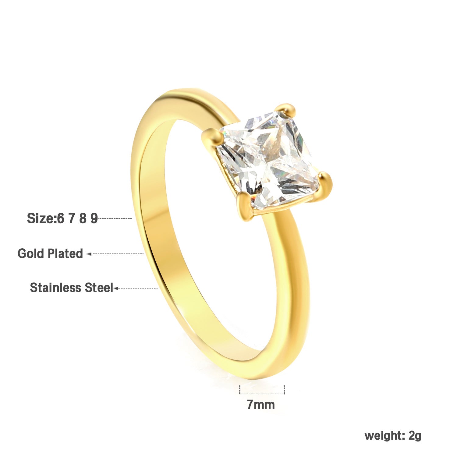 Damen Ring mit funkelndem Kristall und hochwertiger goldplattierter Oberfläche Shop Nory