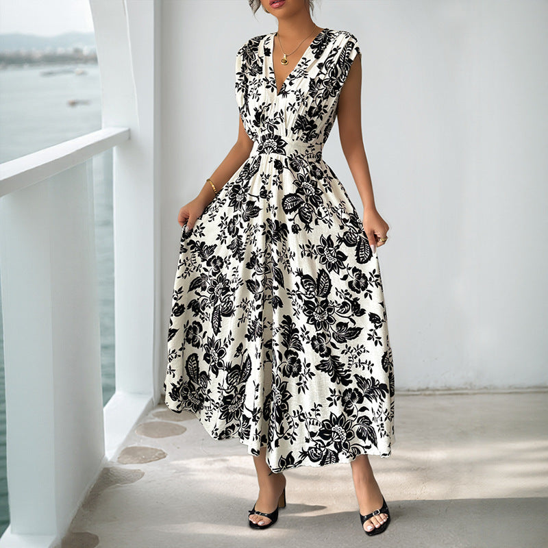Damen Fließendes Midikleid mit V-Ausschnitt, geraffter Taille und Jacquard‑Struktur Shop Nory