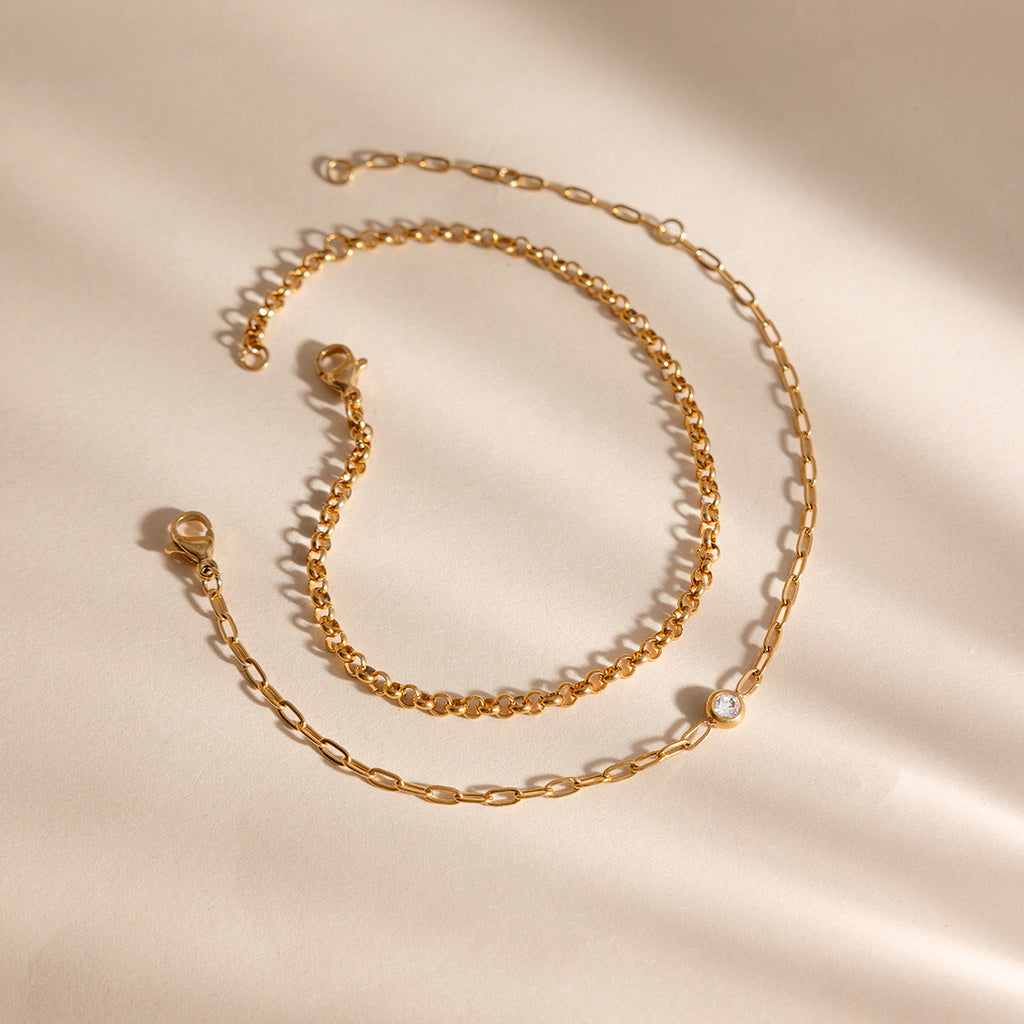 Damen Armband-Set aus hypoallergenem Edelstahl mit elegantem Ketten- und Perlen-Design Shop Nory