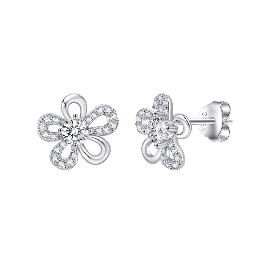 Damen Ohrringe in Blumenform mit Zirkonia-Besatz Shop Nory