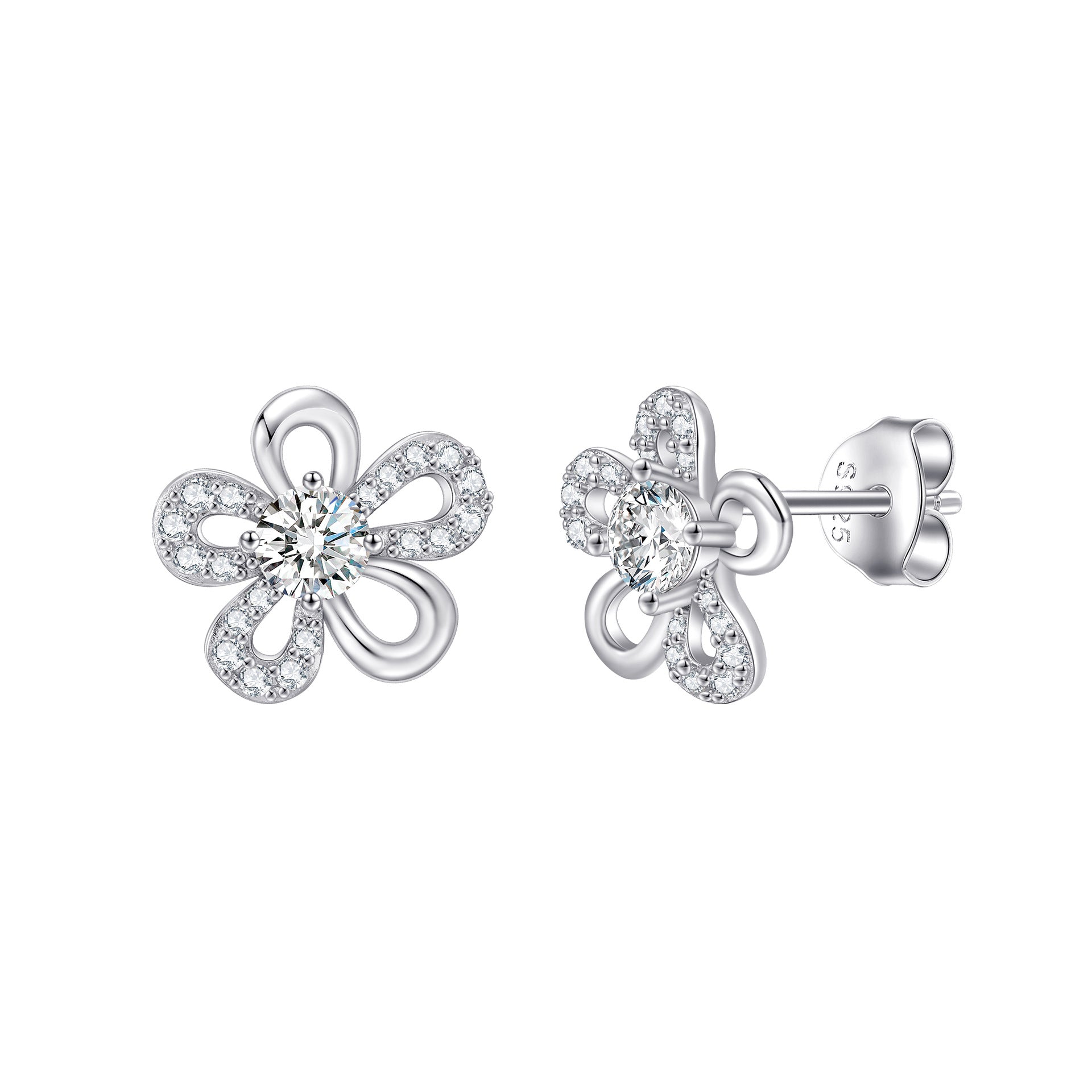 Damen Ohrringe in Blumenform mit Zirkonia-Besatz Shop Nory