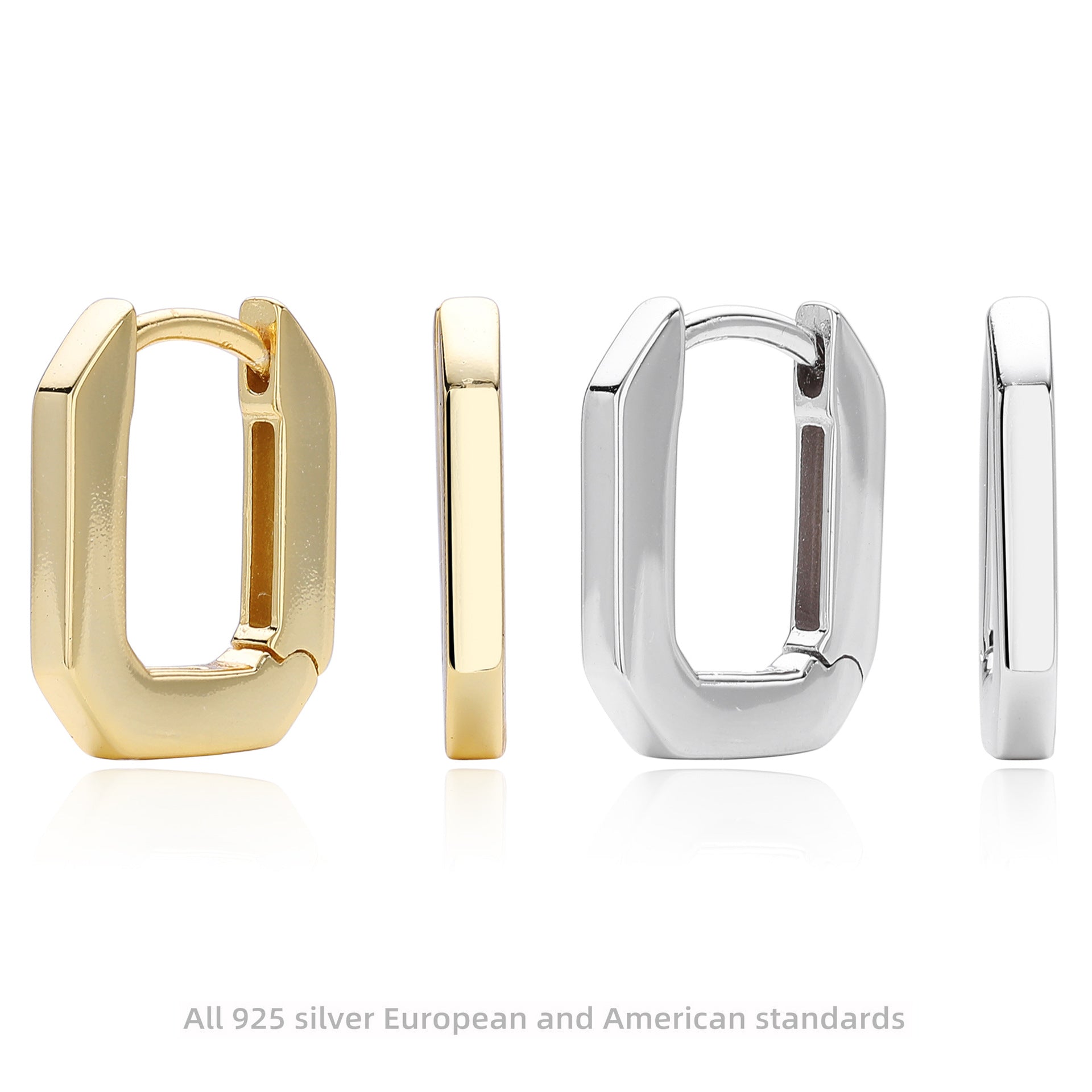 Damen Ohrringe im modernen Quadratdesign aus hochwertigem 925 Sterling Silber Shop Nory