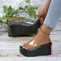 Damen Plateau-Sandalen mit transparentem Obermaterial und rutschfester Sohle