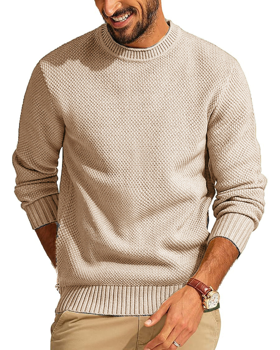 Herren Waffelstrick-Pullover mit Rundhalsausschnitt Shop Nory