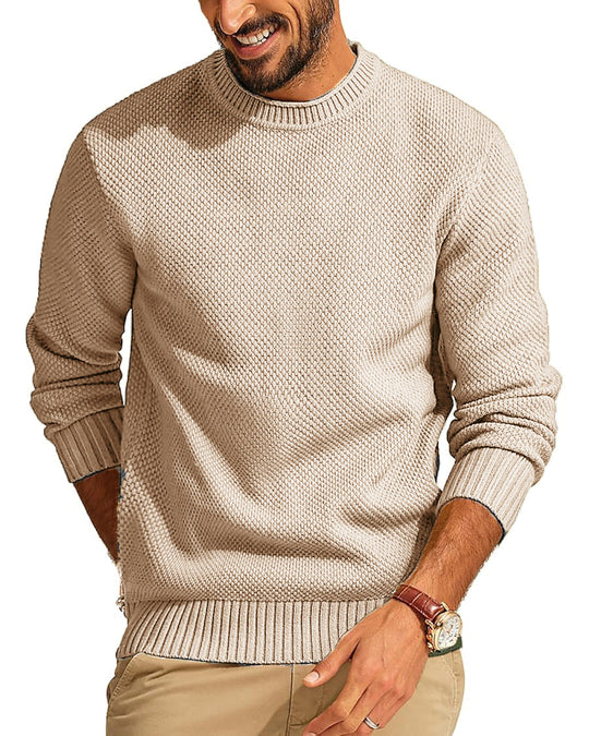 Herren Waffelstrick-Pullover mit Rundhalsausschnitt Shop Nory