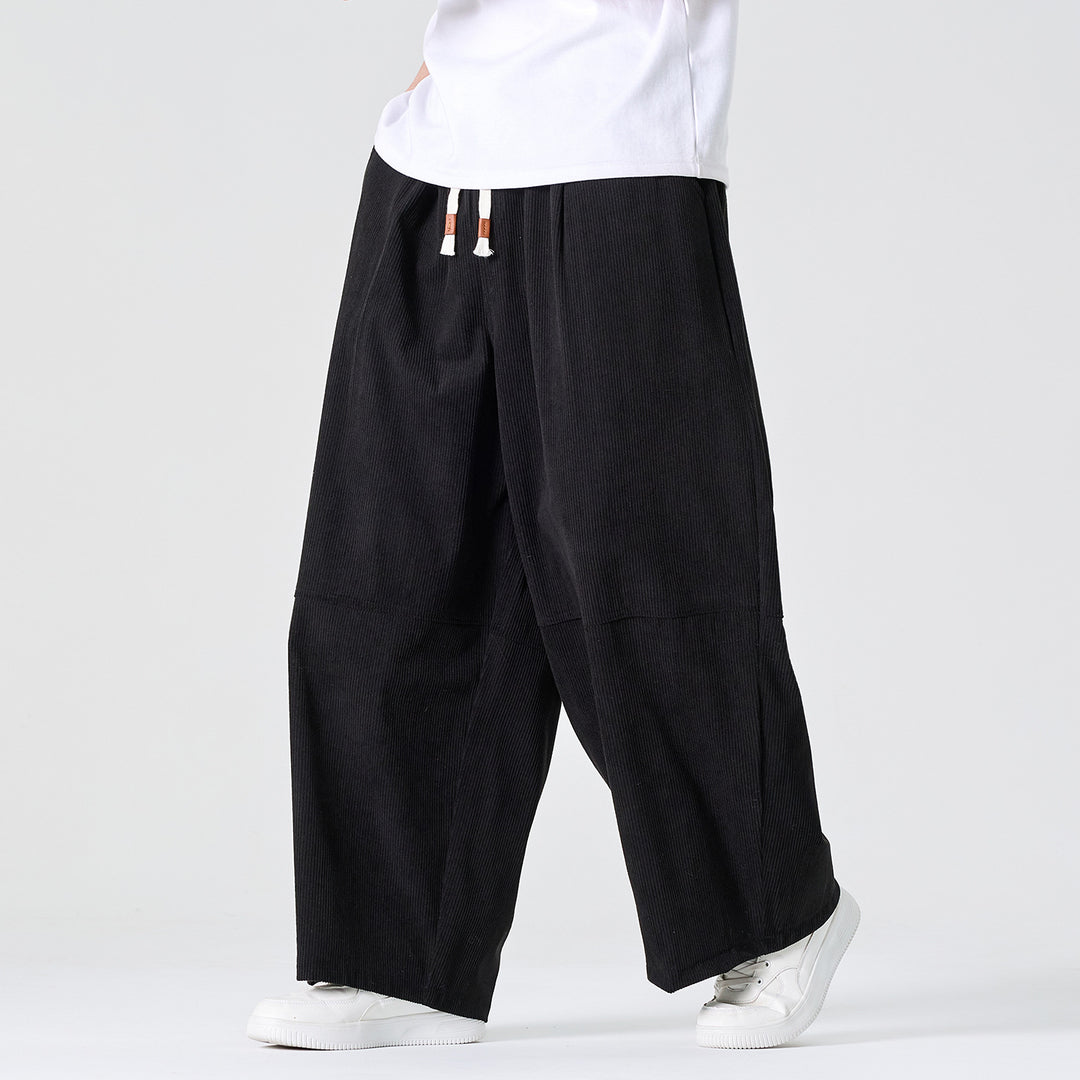 Herren Weite Cordhose im Palazzo-Schnitt mit Elastikbund und Tunnelzug Shop Nory