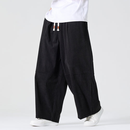 Herren Weite Cordhose im Palazzo-Schnitt mit Elastikbund und Tunnelzug Shop Nory