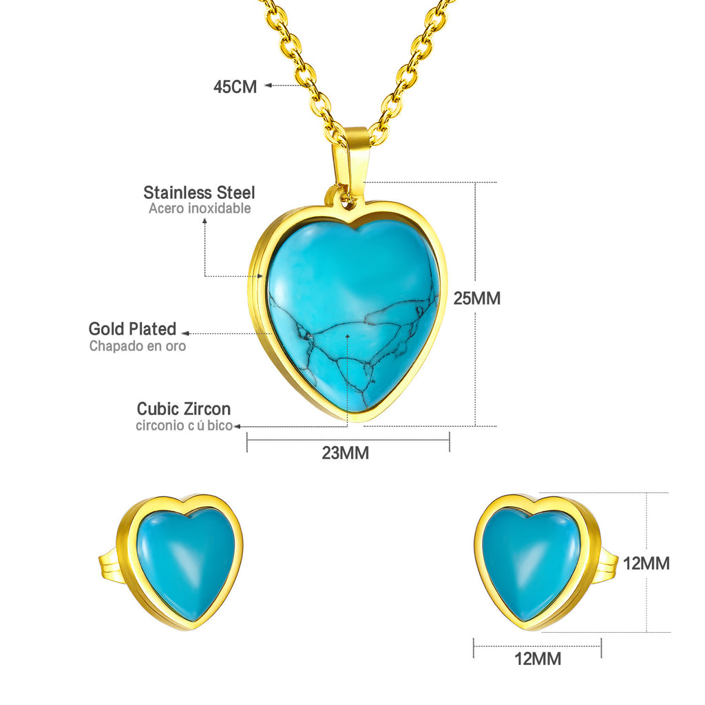 Damen Halskette und Ohrringe Set mit türkisfarbenen Zirkonia-Shop Nory