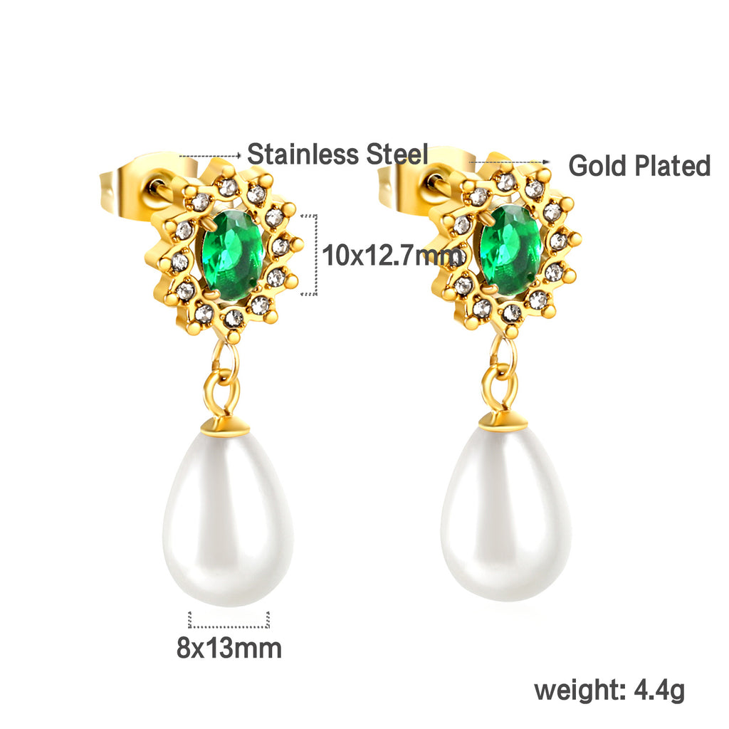 Damen Ring mit grünem Kristall und funkelndem Zirkonia-Rahmen Shop Nory