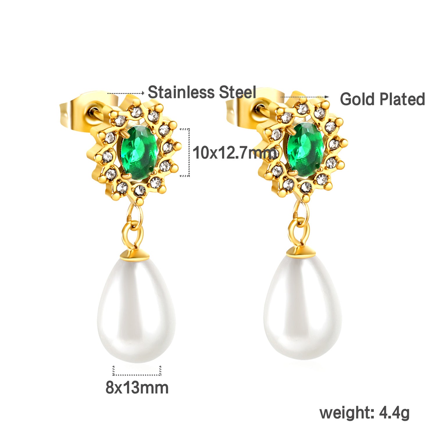 Damen Ring mit grünem Kristall und funkelndem Zirkonia-Rahmen Shop Nory