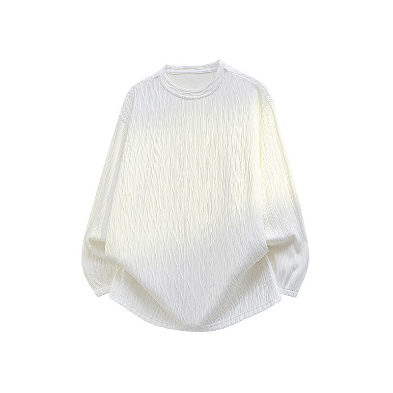 Unisex Oversize Strukturierter Rundhals-Pullover mit Ballonärmeln und abgerundetem Saum Shop Nory