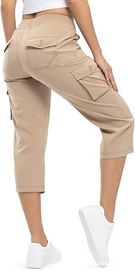 Damen Capri Cargo-Hosen in Bermuda-Länge mit hoher Taille und aufgesetzten Klappentaschen Shop Nory