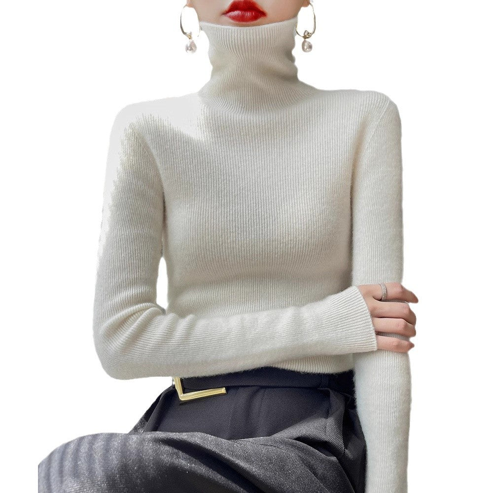 Damen Schmaler Rollkragenpullover aus Kaschmir‑Mix mit extralangem Ärmelabschluss Shop Nory