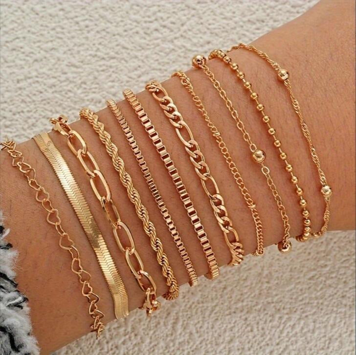Damen Armreif-Set mit filigranen Ketten und eleganten Designs Shop Nory