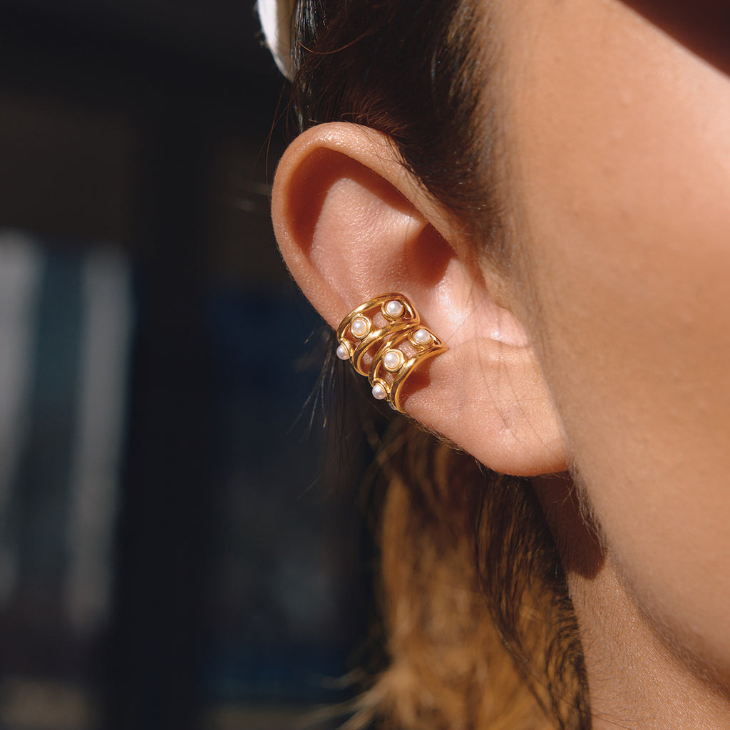 Damen Offener Ohrschmuck mit Perlendesign und hypoallergenen Eigenschaften Shop Nory