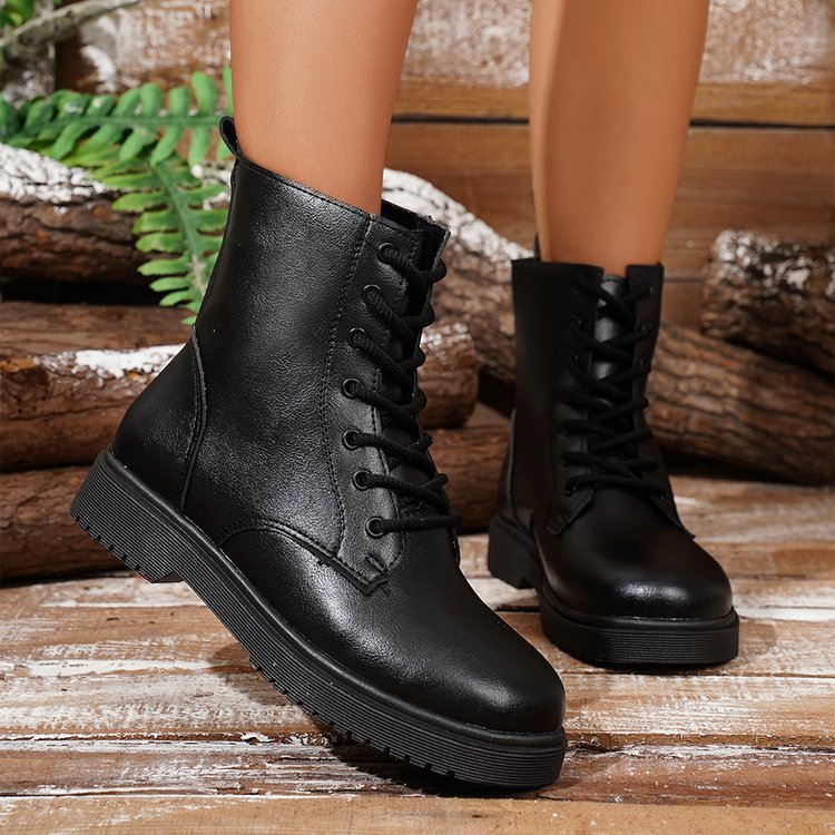 Damen robuste Schnürstiefel mit modischem Design und rutschfester Profilsohle