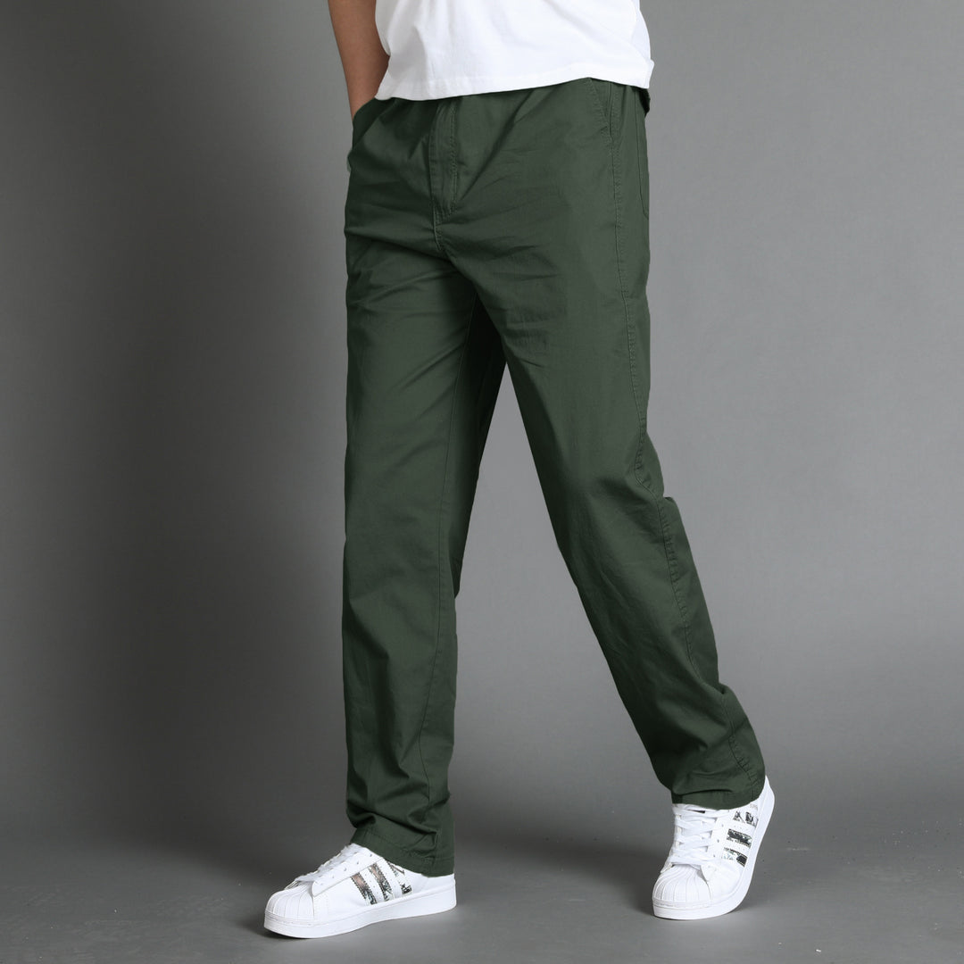 Herren Locker geschnittene Chinohose mit elastischem Bund und seitlicher Reißverschlusstasche Shop Nory