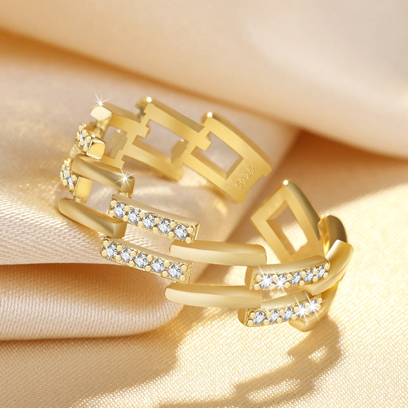 Damen Offener Ring mit kunstvollem Design und funkelnden Zirkonia Shop Nory