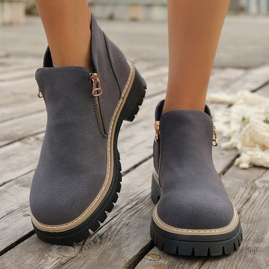 Damen Ankle-Boots mit grober Profilsohle und seitlichem Reißverschluss Shop Nory