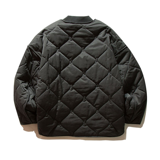 Unisex Kurz geschnittener gesteppter Bomber im Boxy‑Schnitt mit Rippkragen und extra großen Pattentaschen Shop Nory