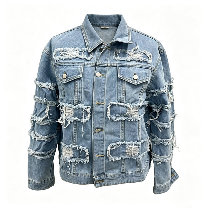 Herren Lässige Destroyed Jeansjacke Shop Nory