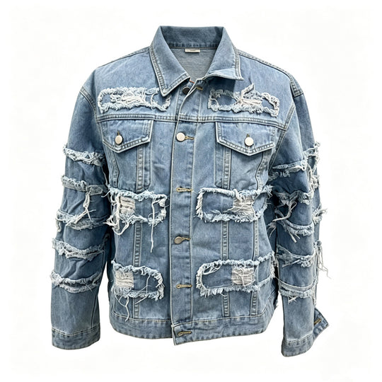 Herren Lässige Destroyed Jeansjacke Shop Nory