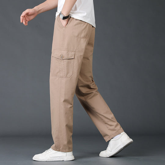 Herren Weite Cargo-Hose mit elastischem Bund, aufgesetzten Klappentaschen & geradem Bein Shop Nory