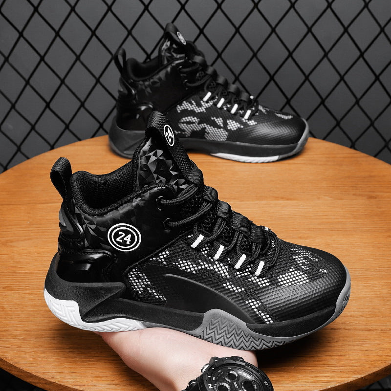 Herren Basketball-High-Top Sneaker mit geometrischem Struktur-Obermaterial und griffiger Herringbone-Sohle Shopy Nory