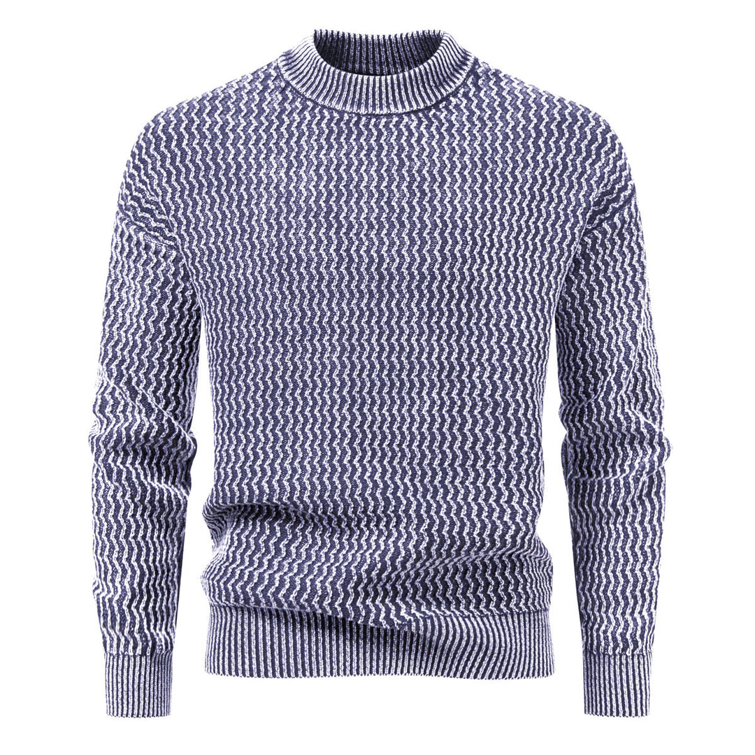 Herren Strukturierter Feinstrick-Pullover mit Stehkragen und Zickzackmuster Shop Nory