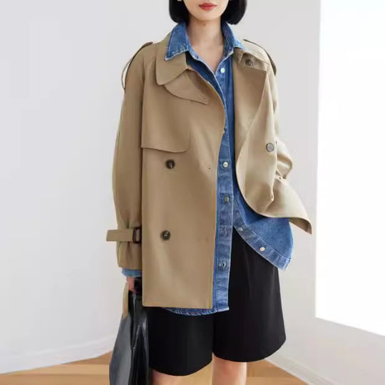 Damen Modische Trenchjacke mit doppeltem Knopfverschluss Shop Nory