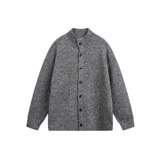 Unisex Grobgestrickte Oversize-Strickjacke mit Stehkragen und durchgehender Knopfleiste Shop Nory