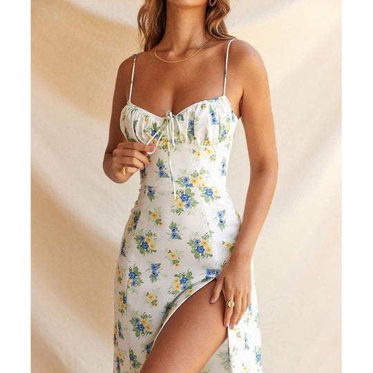 Damen Midikleid mit raffinierten Blumenmustern und seitlichem Schlitz