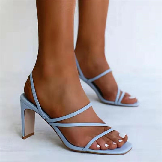Damen elegante Absatzsandalen mit modischem Riemendesign