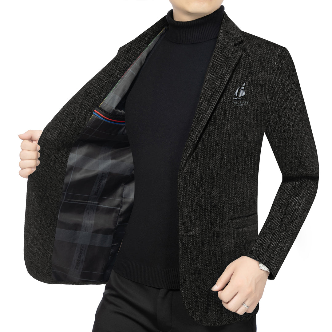 Herren Tailliertes Wollmix-Sakko mit Struktur und Logo-Stickerei Shop Nory
