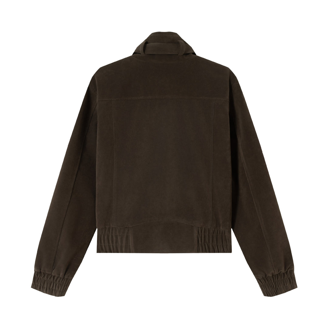 Herren Kurzblouson aus Veloursoptik mit Funnelkragen, Cargo‑Pattentaschen und Zierkreuz-Applikation Shop Nory