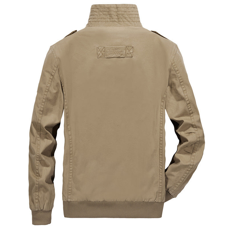 Herren robuste Canvas‑Field‑Bomberjacke mit Stehkragen, Schulterklappen und Mehrfach‑Taschen Shop Nory