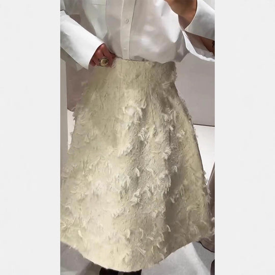 Damen Midirock mit hoher Taille und fransiger Struktur Shop Nory
