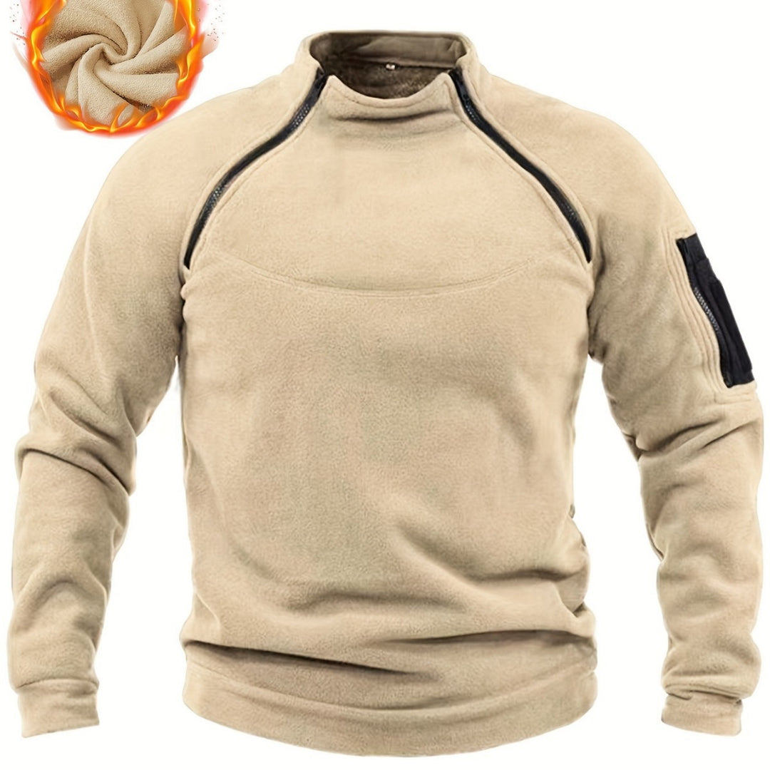 Herren Thermo-Fleecepullover mit Schulterreißverschlüssen, Stehkragen & Ärmel‑Utilitytasche Shop Nory