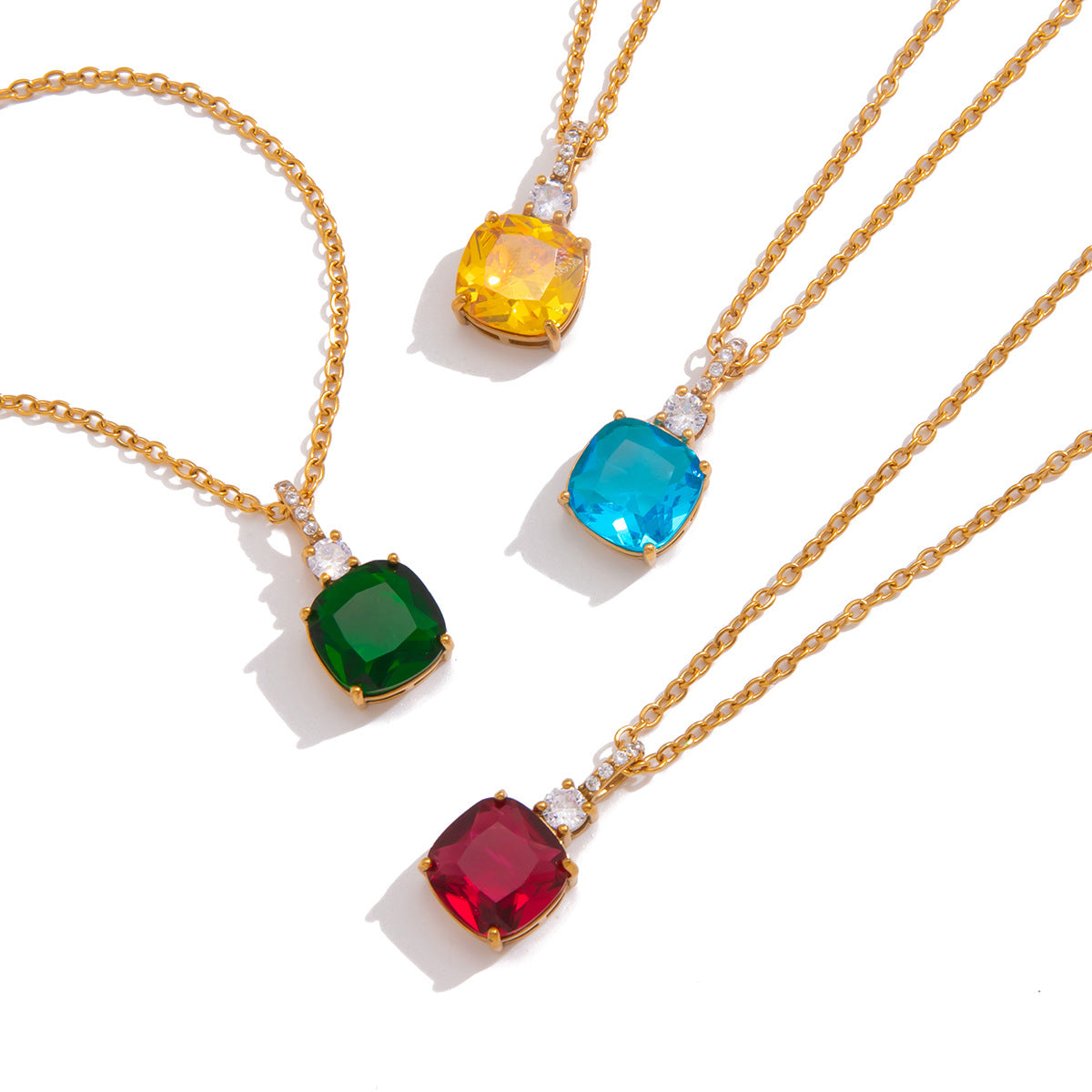 Damen elegante Halskette mit funkelndem Anhänger aus hypoallergenem Edelstahl Shop Nory