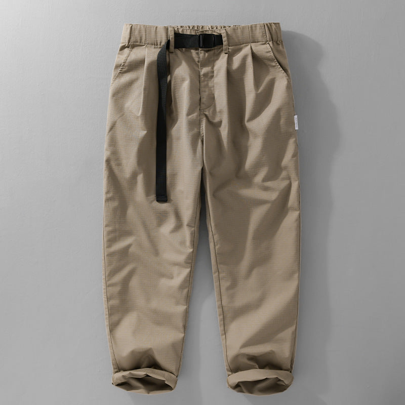 Herren Relaxte Baumwollhose mit elastischem Bund, integrierter Webbing-Gürtel und konischem Bein Shop Nory