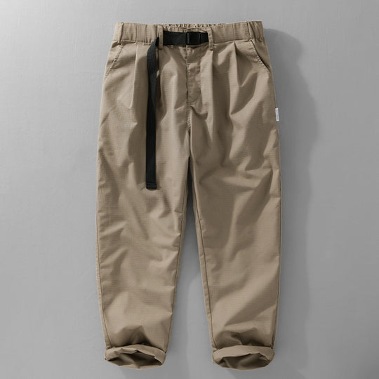 Herren Relaxte Baumwollhose mit elastischem Bund, integrierter Webbing-Gürtel und konischem Bein Shop Nory