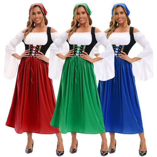 Damen nan Renaissance Dirndl Kostüm mit Schnürmieder und Carmenärmeln Shop Nory