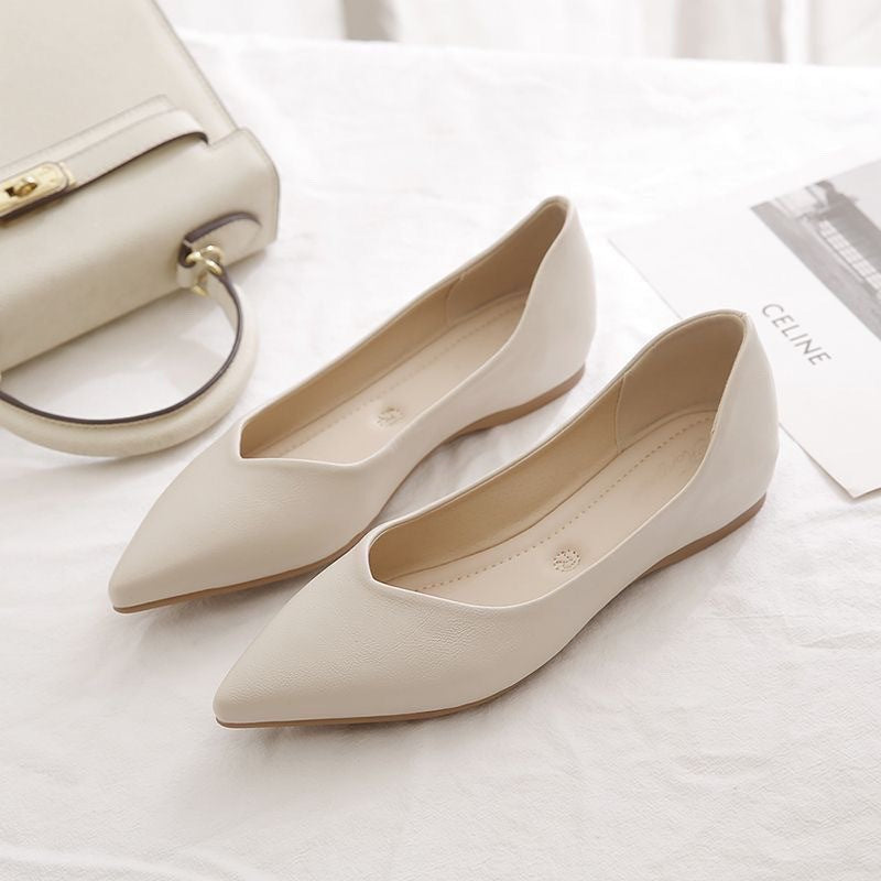 Damen Elegante Ballerinas aus hochwertigem Leder mit modischem V-Ausschnitt