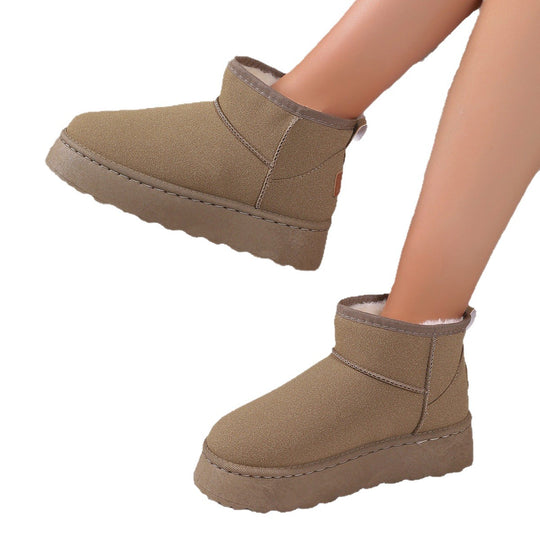 Damen Gefütterte Kurzstiefel mit Plateau‑Sohle und Velours‑Optik Shop Nory