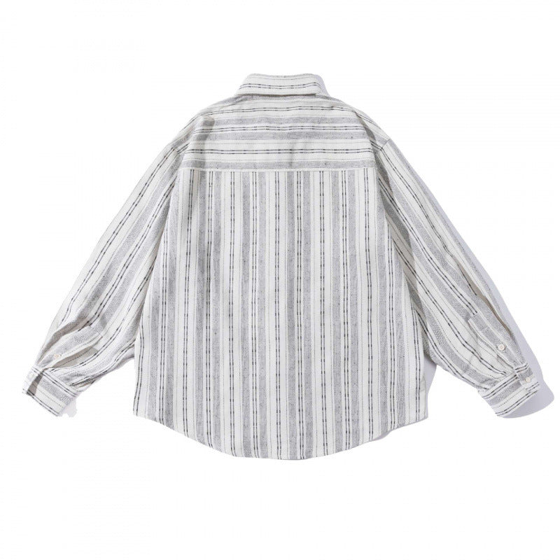 Herren Oversize-Hemd im Boxy-Schnitt mit strukturiertem Streifenmuster und abgerundetem Saum Shop Nory